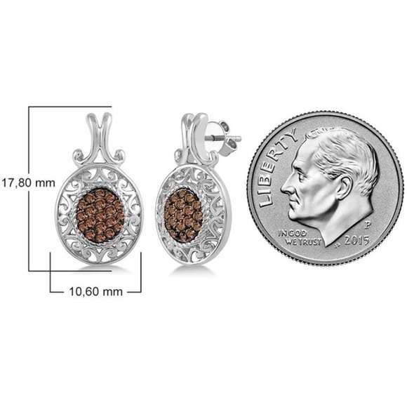 18k Chocolate Brown Natural Diamonds Earrings - Picture 13 of 13